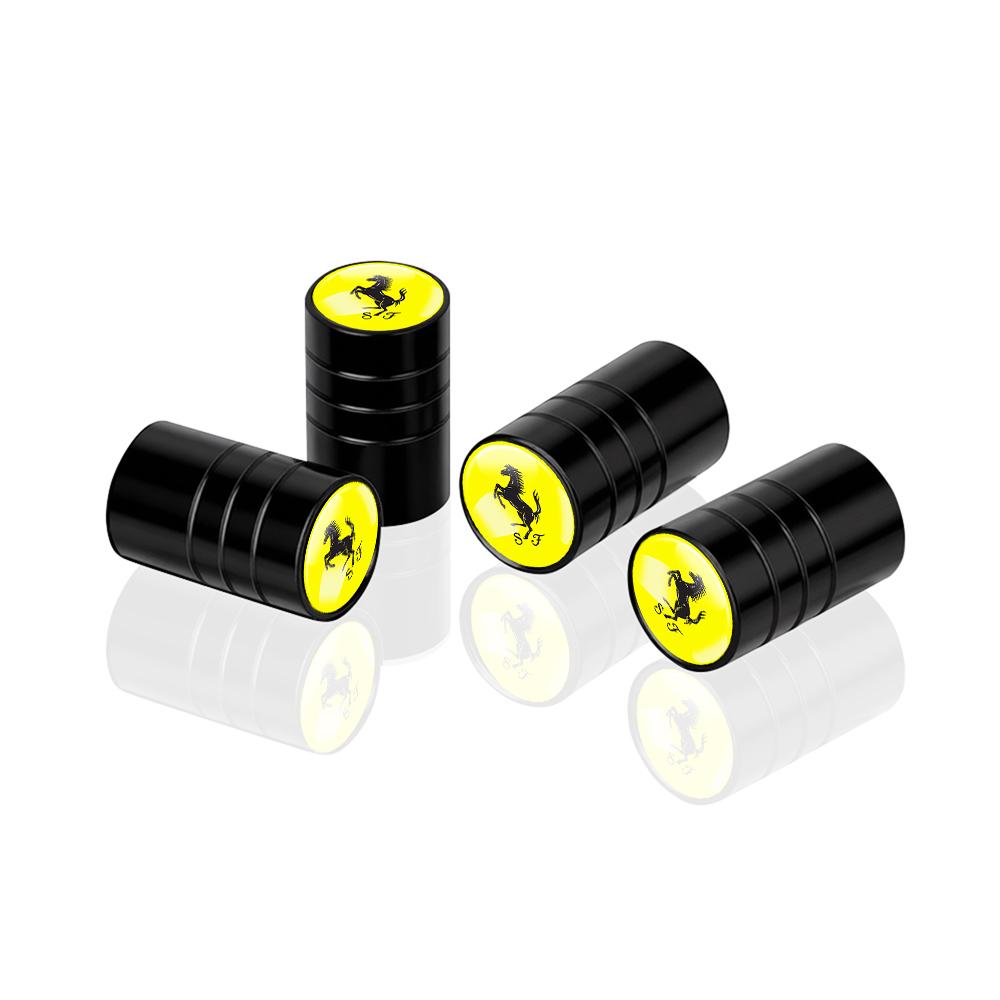 4Pcs Car Logo Wheel Valve Caps Stem Covers Auto Exterior Accessories For Ferrari F1 458 488 SF90 Stradale SF90Spider 296 GTB 296 ZX4