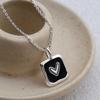 Women's Accessories Black Epoxy Square Heart Necklace