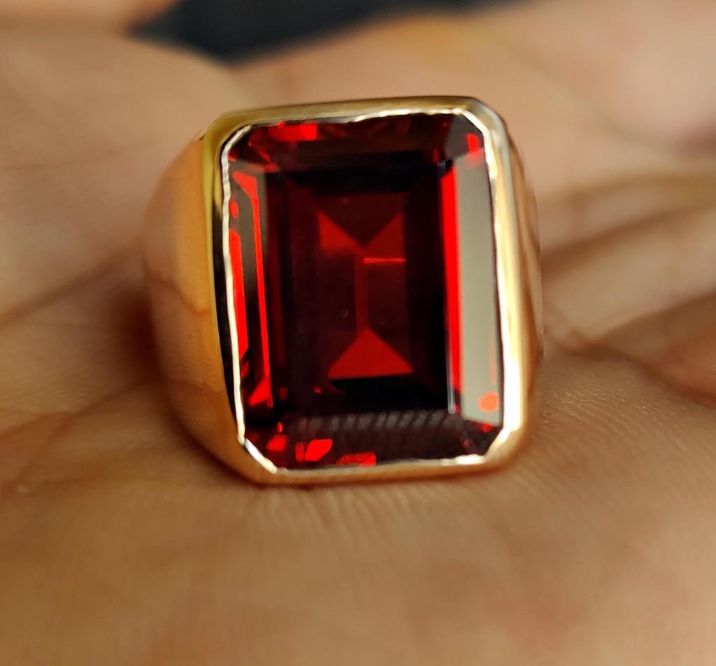 Кольцо с гранатом для мужчин и женщин, кольцо с печаткой, стерлинговое серебро 925 пробы, ювелирные изделия ручной работы, подарок партнеру, драгоценный камень 12x16 мм