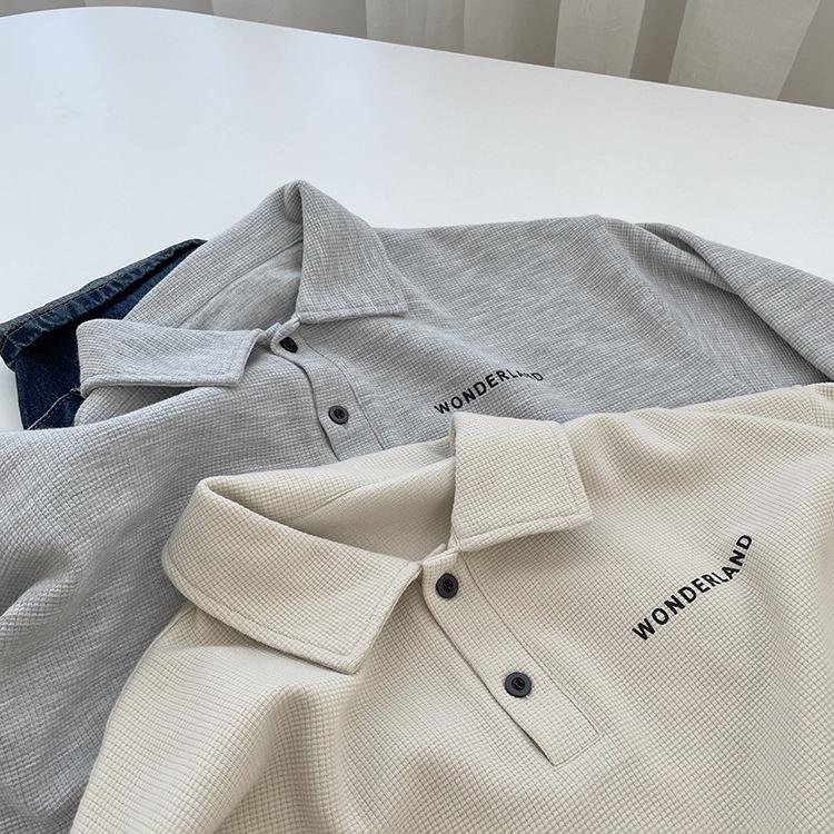 Ретро Свободный Крой Толстовка Поло с Длинным Рукавом - Стиль Французского Инфлюенсера