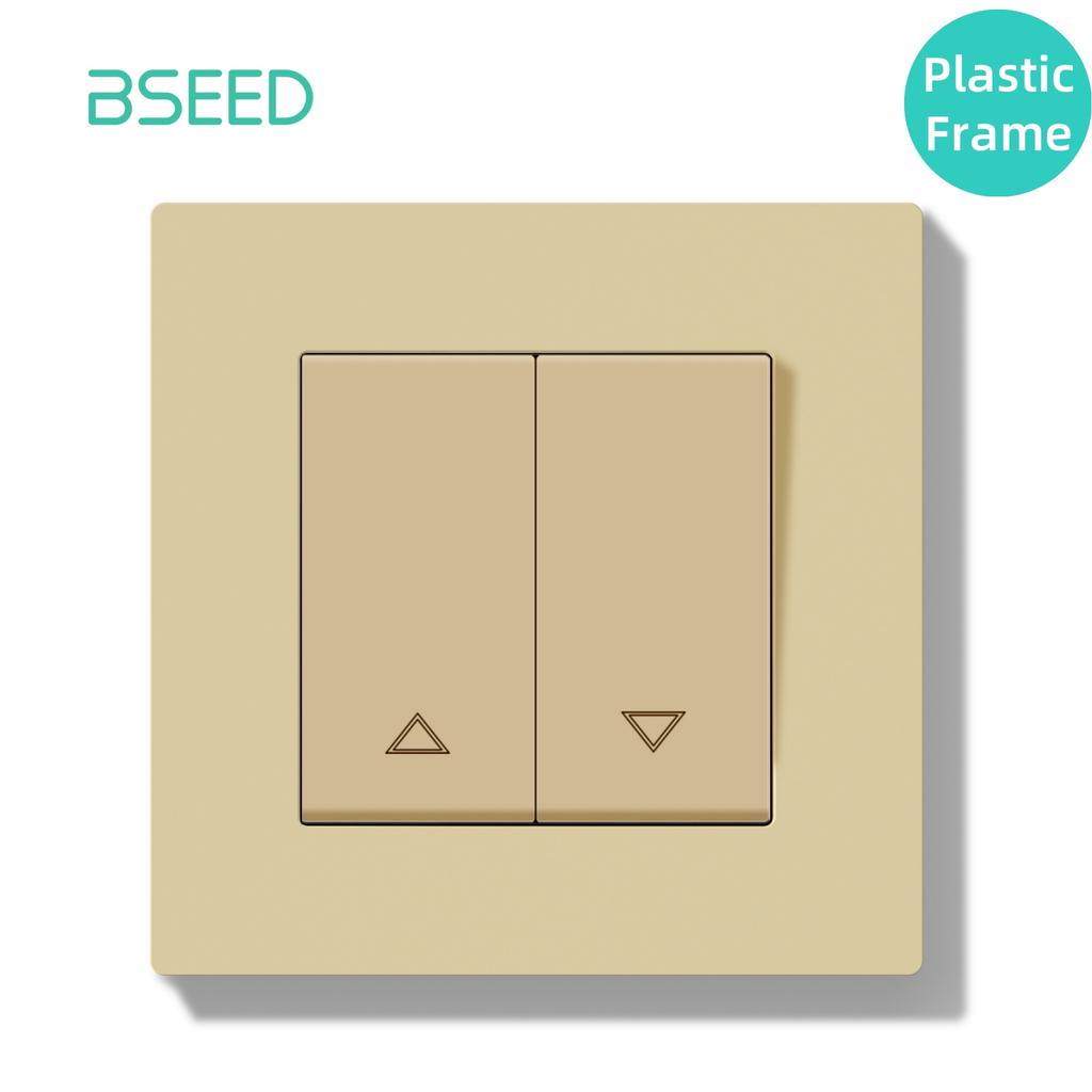 Механический выключатель штор BSEED Электрический выключатель роллет Настенный кнопочный выключатель для жалюзи Стеклянная пластиковая рамка Стандарт ЕС