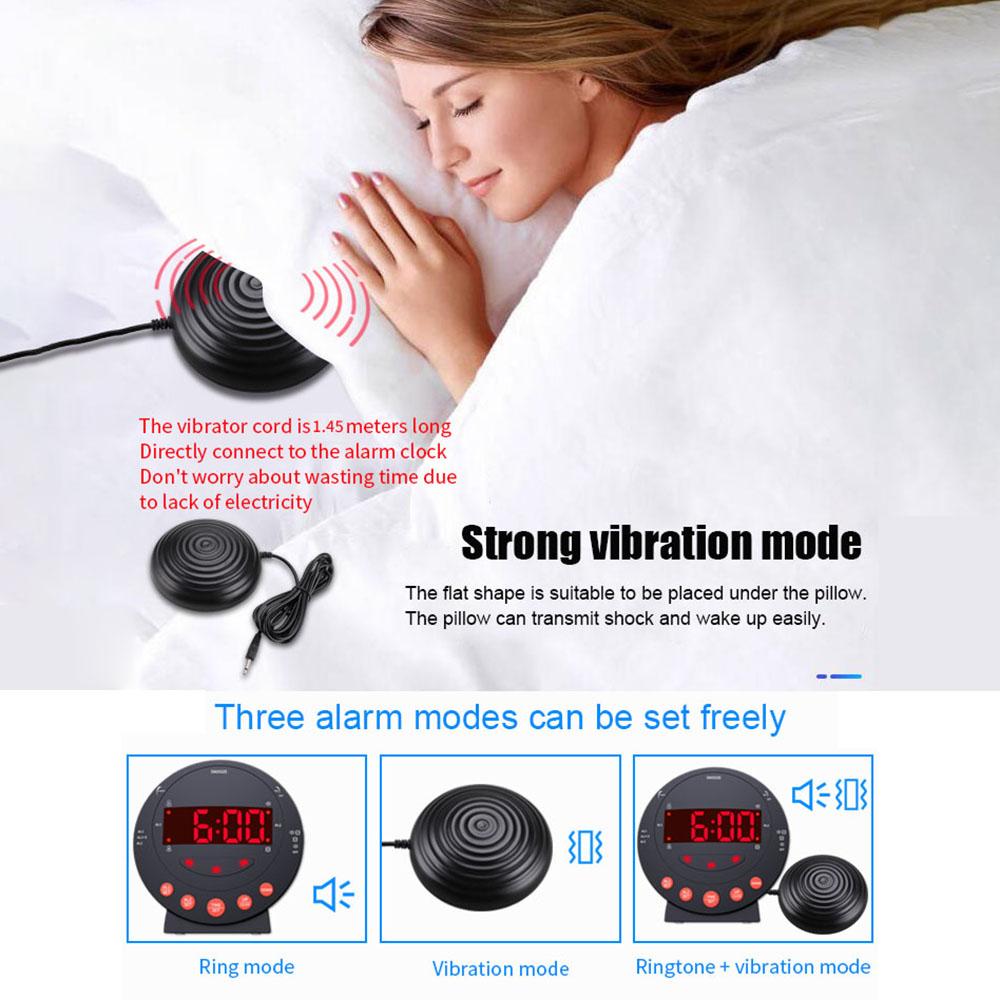 Loud Alarm Clock with Bed Shaker Vibrating Alarm Clock with Flash Light Brightness Adjustable