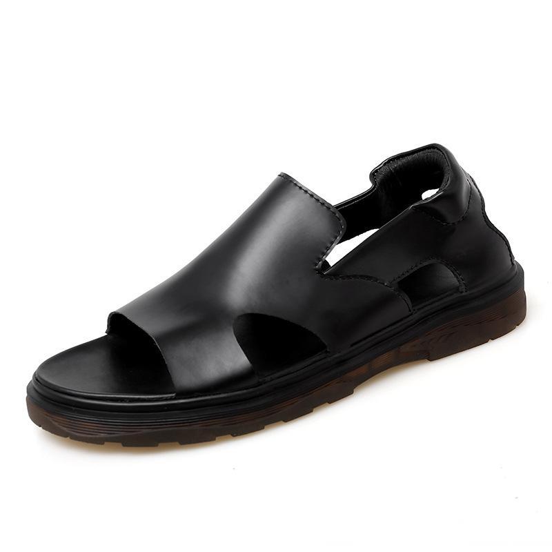 Сандалии мужские летние новые римские кожаные туфли прозрачные мужские туфли модные мягкие пляжные туфли из натуральной кожи