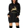 Women's Fashion Christmas Hip Pocket Print Hoodie Fashion Dress