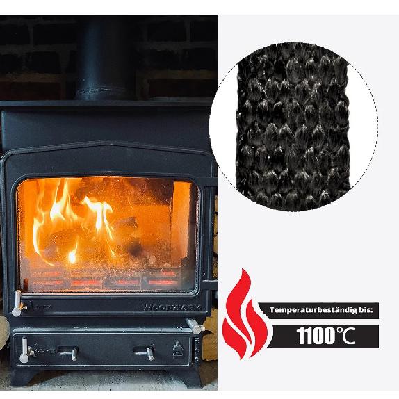 10/15mm Width Black Flat Stove Rope Self-Adhesive Fiberglass Seal Stove Fireplace Door Fire Rope Sealing Strip Cord Gasket