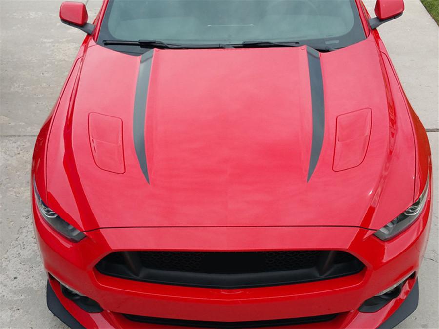 New Style Stripe Graphics Hood Decal Black Stripes Sticker For 2015 2016 New Ford Mustang