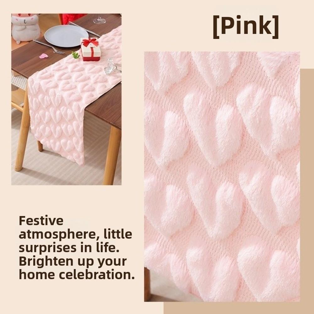 Romantic Plush Love Tablecloth Fuzzy Dining Table Runner Valentine's Table Flag Valentine's Day