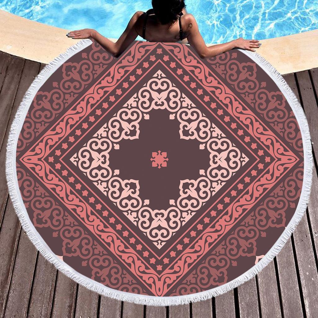 Direct Supply Explosive Round Beach Towel Microfiber Quick-Drying Water-Absorbing Bohemian Fringed Beach Towel