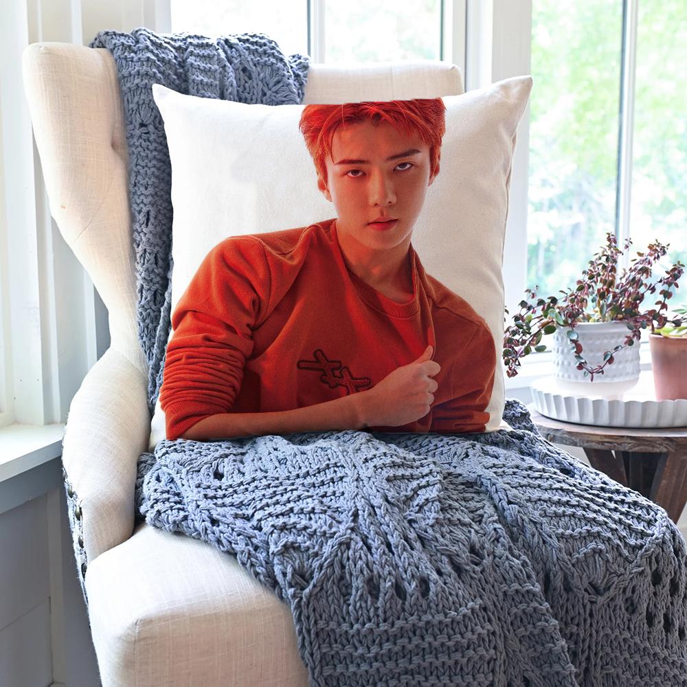 Наволочка с изображением корейской знаменитости Се Хун, квадратная, для спальни, дивана, отдыха, комфорта, автомобиля, гостиной, домашнего декора, 40x40 см.