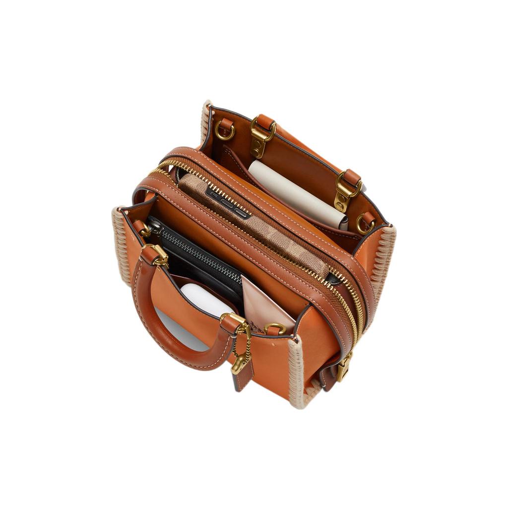 New COACH Rogue Cow Leather Small Square Bag, Handbag, Crossbody Bag Regular Women's Orange CJ636-B4UC8