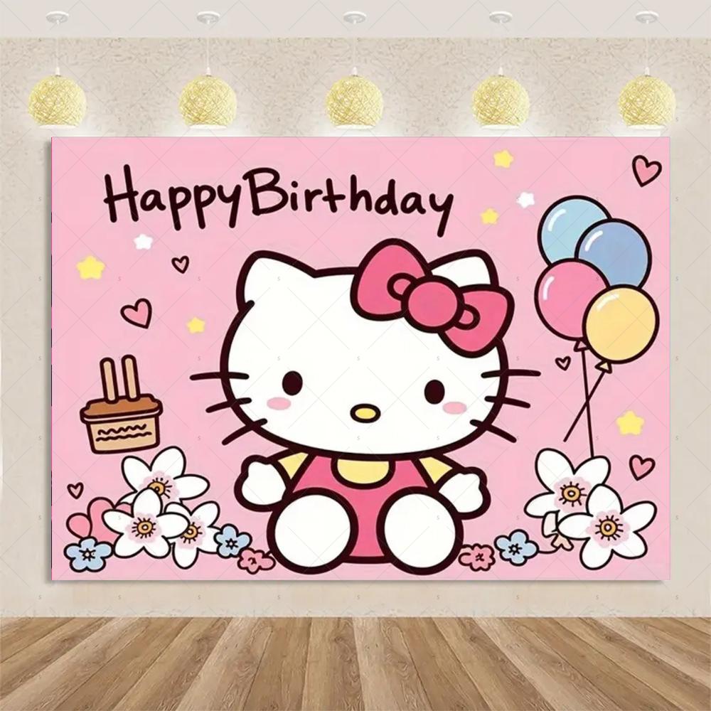 Adorable Hello Kitty Pink graffiti streets Printed Tapestry Bedroom Decoration  Celebration Background Design Holiday Party