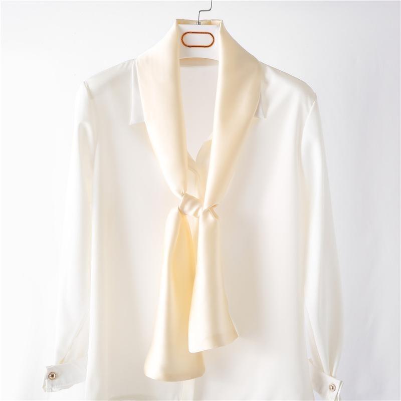 Хиджаб Натуральный Длинный Шелк Женский Принт Элегантные Шейные Платки Лента для Волос Головная Повязка Завязка Украшение Ручки Сумки Фуляр Воротник Косынка