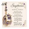Women Keychain 12 Zodiac Sign with Keepsake Card, Star Card Pendant, Backpack Handbag Purse Charm, Inspirational Gift for Men