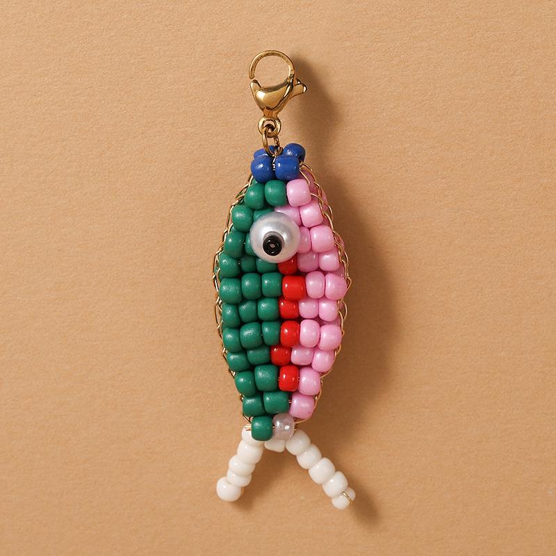 European Style Beaded Fish Keychain - Colorful, Handmade, Trendy Accessory for Car Keys
