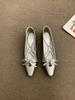 Retro gentle bow ladyshoes shallow mouth inner height increase grandma shoes spring and summer single shoes fairy shoes