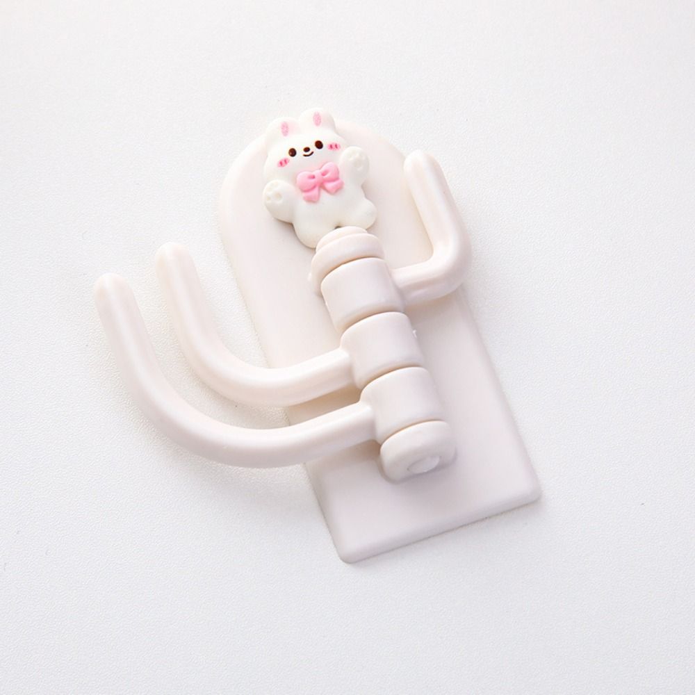 Новый простой пластиковый мультяшный милый держатель с 3 крючками без гвоздей, настенная полка для украшения общежития