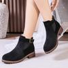 Autumn and Winter Footwear Plus Size Thick Bottom Short Tube Thick Heel Retro Round Head Belt Buckle Women's Boots Women's Shoes