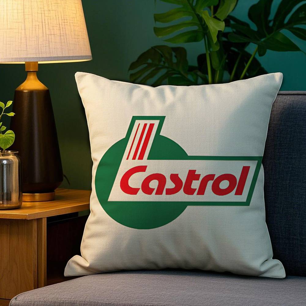 Logo C-Castrol Pillow Case Plush Fabric Soft Double Sided Print Home Sofa High Quality Cushion Cover Throw