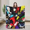 Soft Warm Blanket Picnic Animated Game P- Persona 5 Bedding Throws  Flannel Bedspread For Couch Chair Aesthetic Sofa Bed Cover