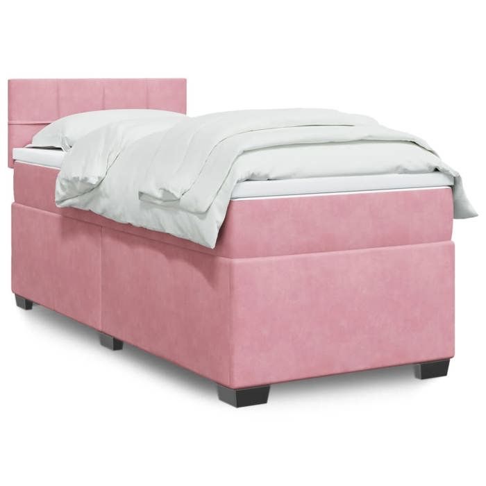 Maison Exclusive - Sommier à lattes de lit avec matelas Rose 90x200 cm Velours