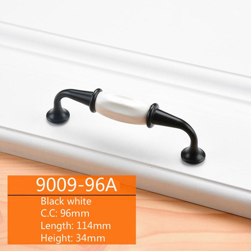 Шкаф Керамическая черная белая ручка Европейская алюминиевая ручка для двери шкафа Ящик Современная минималистская ручка Мебельная фурнитура