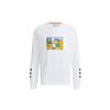 Adidas Neo Cartoon Graphic Print Crewneck Stripe Sports Pullover Sweatshirt Men Sweatshirt White HA1486