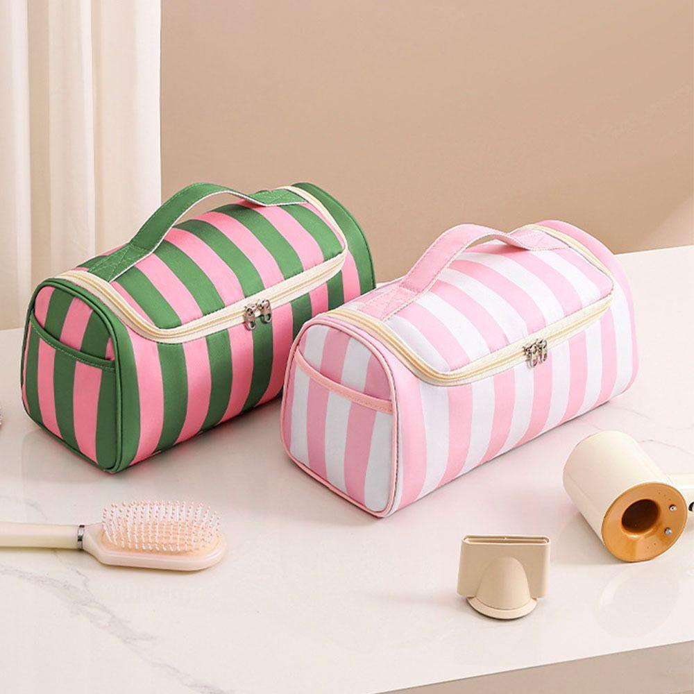 Striped Travel Storage Case Large Capacity Makeup Organizer Bag Travel Toiletry Bag Home Storage
