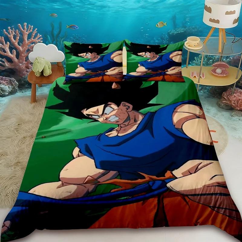 Подростковое постельное белье с Гоку из Dragon Ball, мультяшный комплект с пододеяльником, размер Twin King, для общежития, спальни, домашний декор