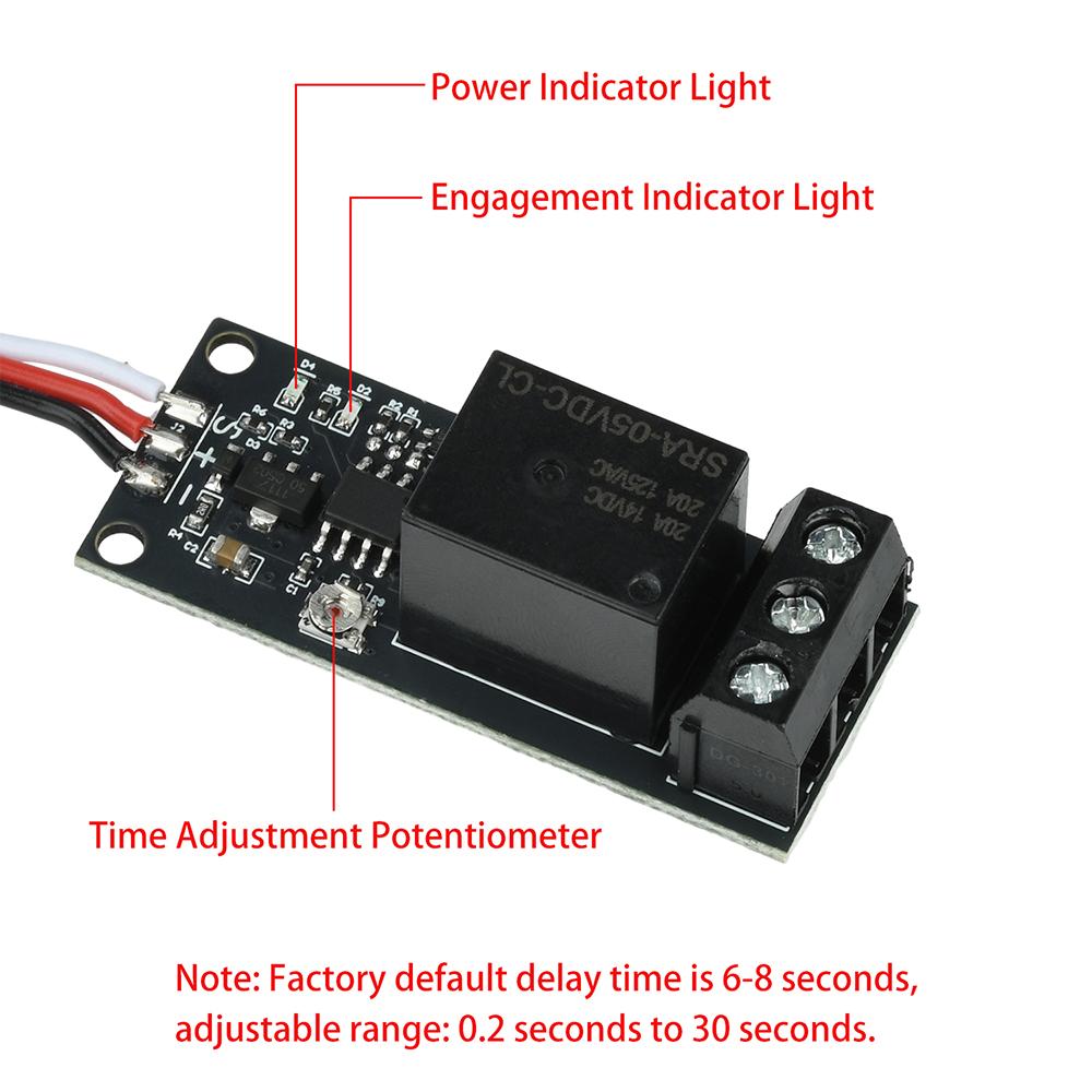20A Relay Swith RC Model PWM Receiver Control Switch Adjustable Delay Time for RC Model Aircraft Toy Controller