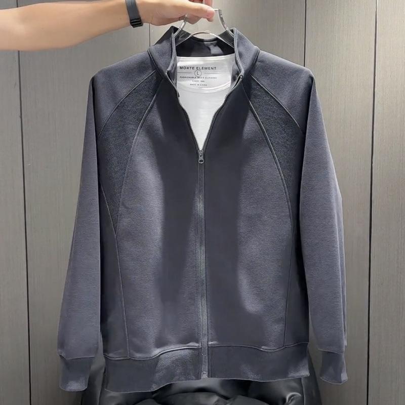 Осенняя куртка-толстовка с воротником-стойкой на молнии для мужчин, модные свободные и универсальные топы для пар