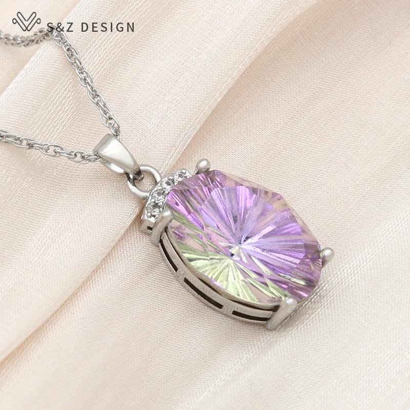 Модное роскошное ожерелье цвета розового золота с большим овальным кристаллом для женщин, свадебное элегантное ювелирное изделие с кубическим цирконием