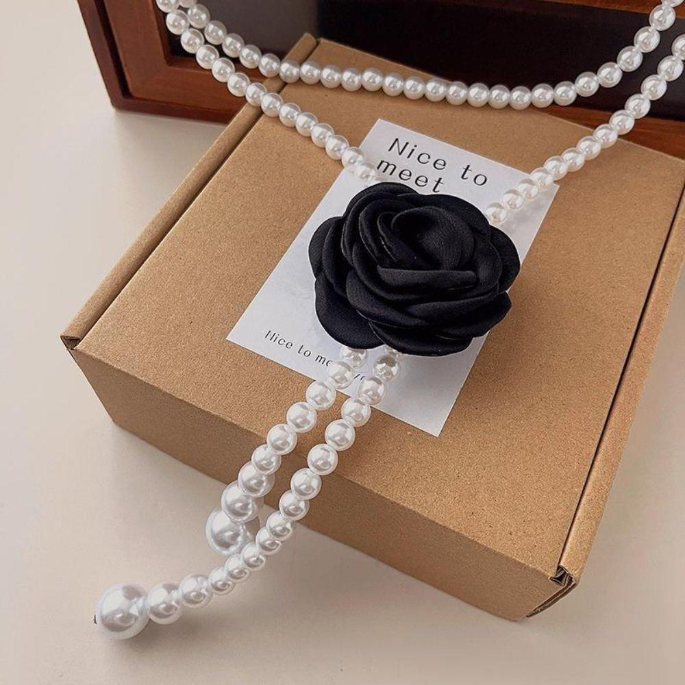 Платье Декоративный Эластичный Пояс Камелия Цветок Жемчуг Талия Цепочка Одежда Принадлежности