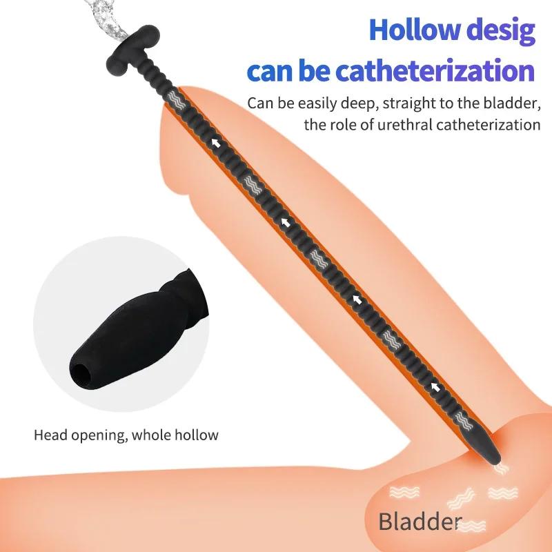 Длинный 25 см полый уретральный катетер-дилататор для простаты, раздражение лошадиного глаза, взрослые секс-игрушки для уретральной мастурбации, мужская уретральная пробка для пениса