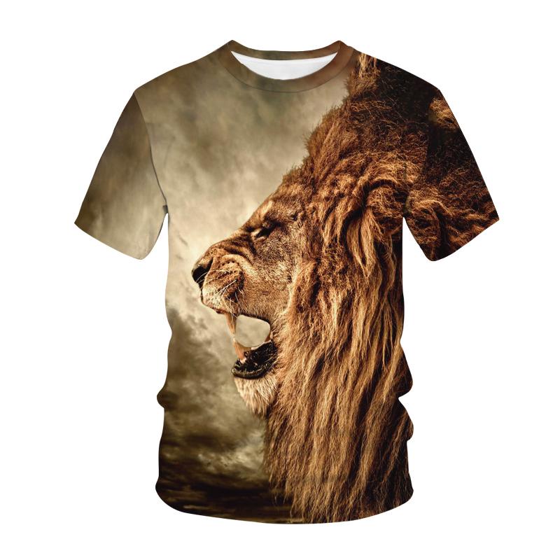 Футболка Summer Lion Tiger с принтом животных в 3D-стиле для мужчин и женщин, модные футболки с круглым вырезом, мужской топ