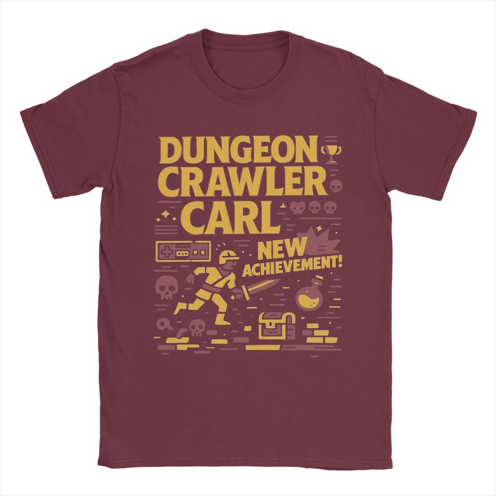 Men TShirts Dungeon Crawler Carl New Achievement Novelty Pure Cotton Tee Shirt Short Sleeve T Shirt Crewneck Clothes Plus Size