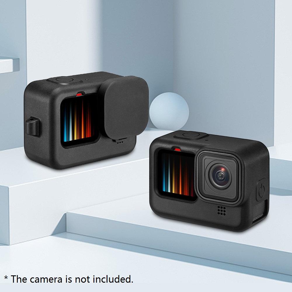 Action Camera Cage Silicone Protective Case Photography Accessory with Lens Cover Hand Rope