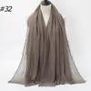 New Fashionable Women's Long Crinkled Cotton Linen Scarf with Tassel Edge - Solid Color Shawl