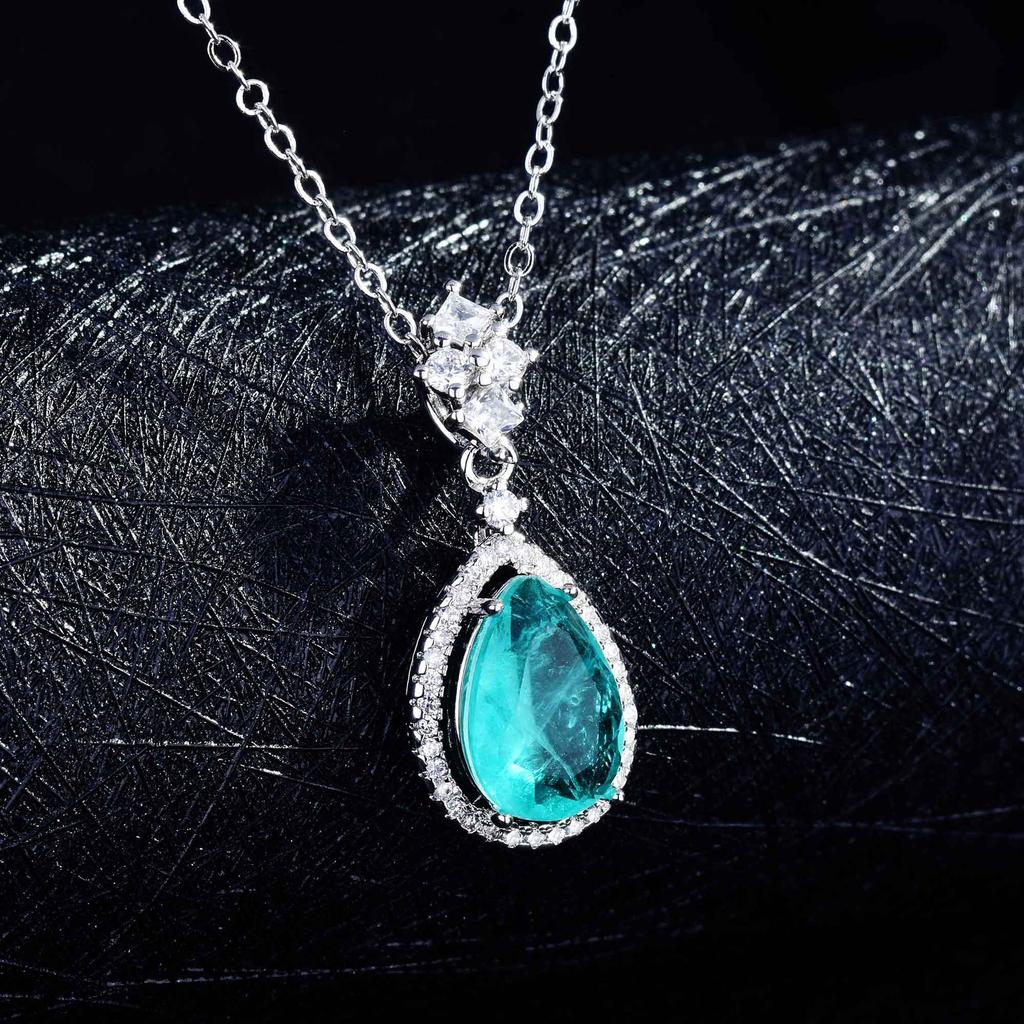 Новые ожерелья из натурального топаза с камнем Буле, модные ожерелья из серебра 925 пробы с подвеской «Слезы моря», ожерелья с бриллиантами Joyeria Mujer