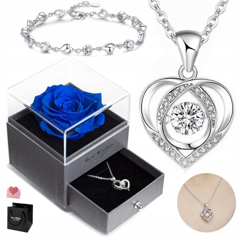 Silver Necklace Heart Pendant Women' Gift for Woman + Bracelet