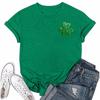 St. Patrick's Adult  Green Crew-neck Short-sleeved Printed Green Three-leaf T-shirt