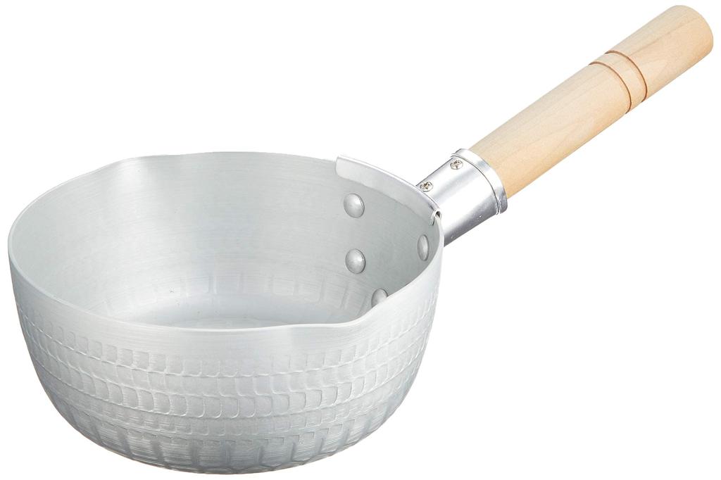 Endo Shoji Commercial Yukihira 15cm Aluminum Body with Natural Wood AYK04015 Pot, (Double-ended), Handle,