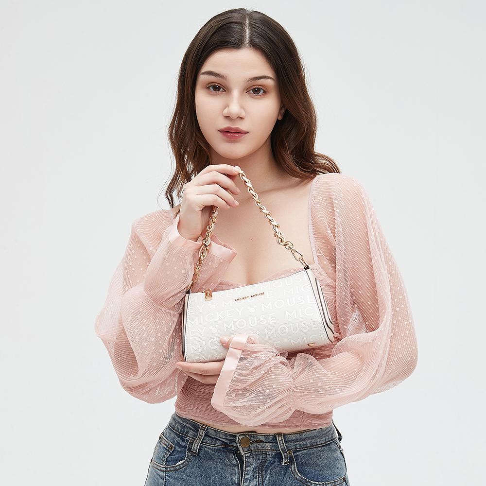 New Disney Mickey Series PU Crossbody Bag, Shoulder Bag, Portable Shoulder Bag Regular Women's Pink White BMK-71669P