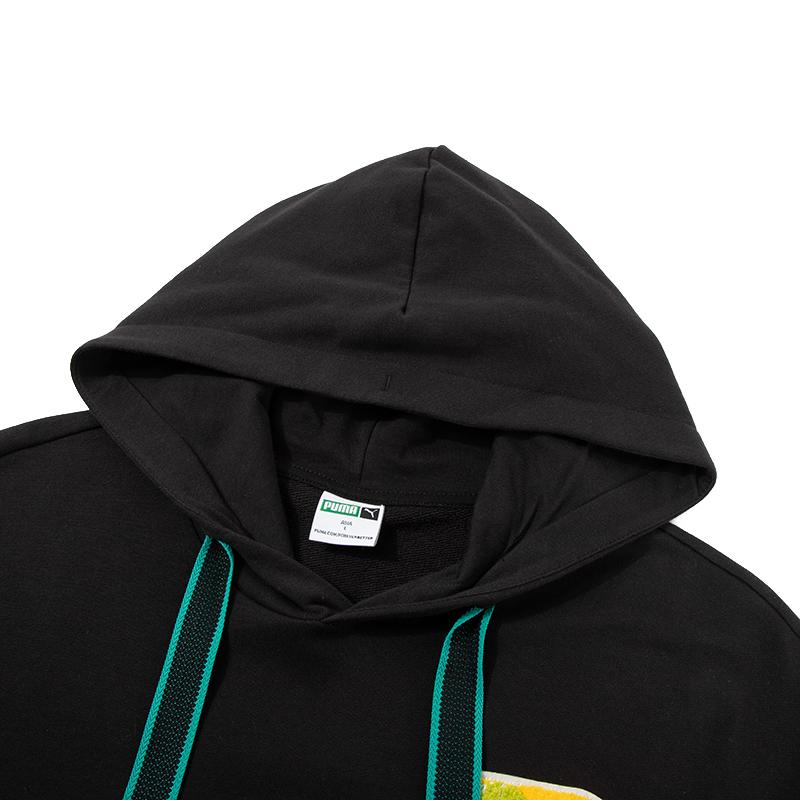 Puma Толстовка унисекс с капюшоном и принтом в виде букв, с завязками на талии, с длинным рукавом, в американском стиле, черная 625801-01