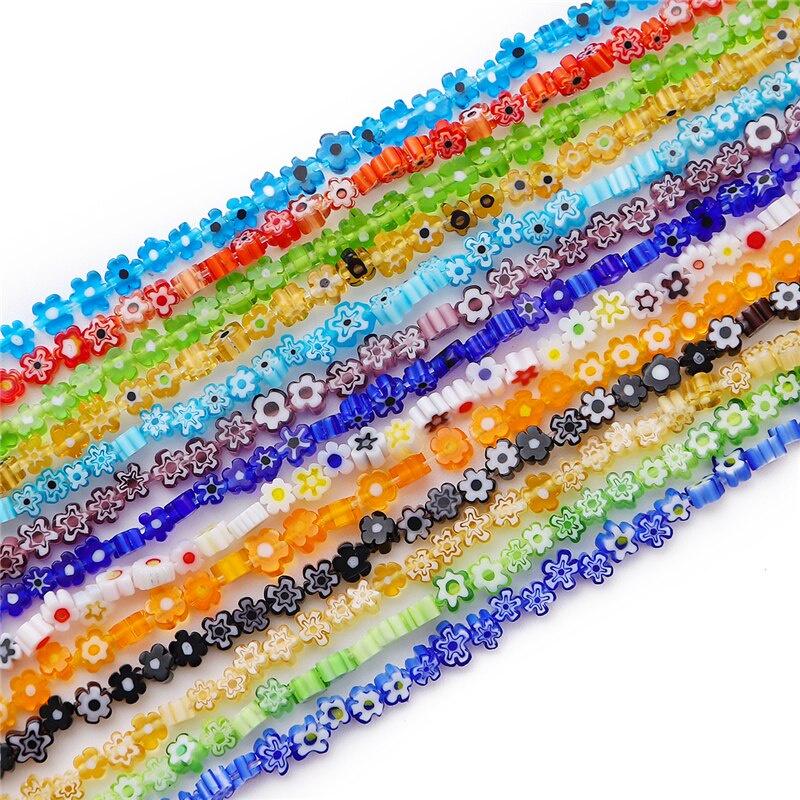 45шт лэмпворк бусины разноцветные стеклянные бусины с цветочным узором для изготовления ювелирных изделий