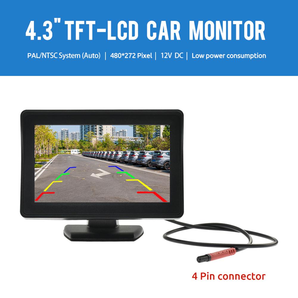 Автомобильная камера заднего вида с широким углом обзора 4,3" TFT LCD дисплей или монитор водонепроницаемый ночное видение задний ход резервное копирование 2в1 парковка Revere