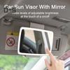 Car Cosmetic Mirror Surround LED Lights Touch Screen Car Sun Visor Makeup Mirror with Retractable Back Clip Sunshade Auto Interior Accessories