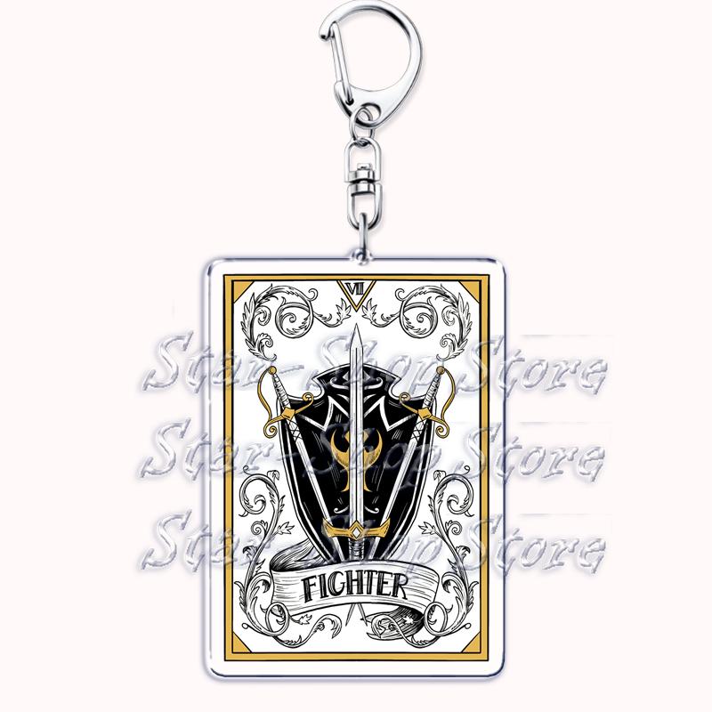Popular Culture Halloween Tarot Card Keychains for Accessories Moon Luna Death Keyring Jewelry Fans Lovers Friends Reader Gifts