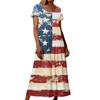Женское летнее повседневное модное платье с коротким рукавом и карманом на День независимости с коротким рукавом