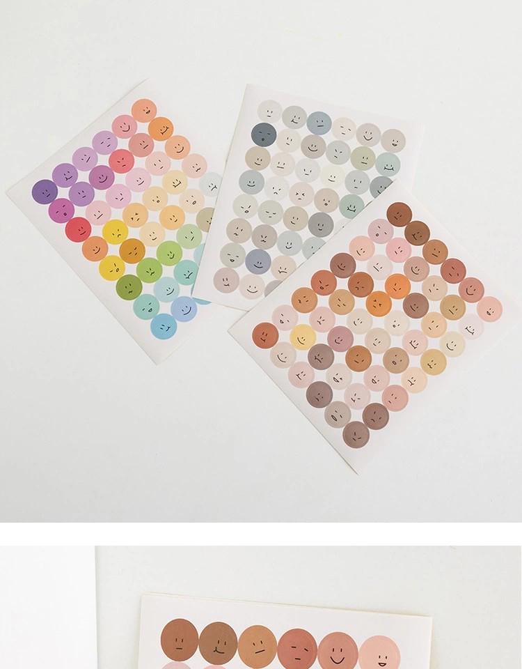 Цвет Моранди Наклейки для запечатывания с улыбающимся лицом - Круглое мультяшное выражение для скрапбуков и открыток