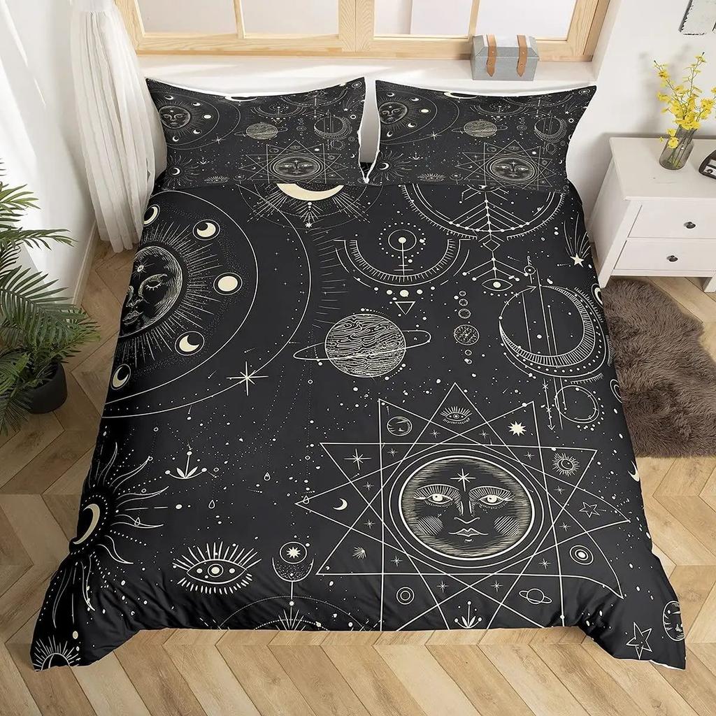 Комплект пододеяльника на тему астрологии, Комплект постельного белья с принтом двенадцати знаков зодиака, Набор из трех предметов